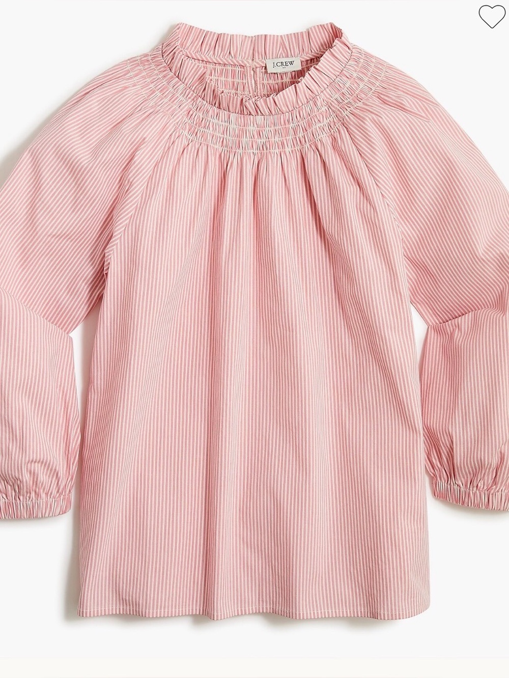 J.Crew Cotton Poplin Smocked Top Pink White Vertical Stripe Size XL